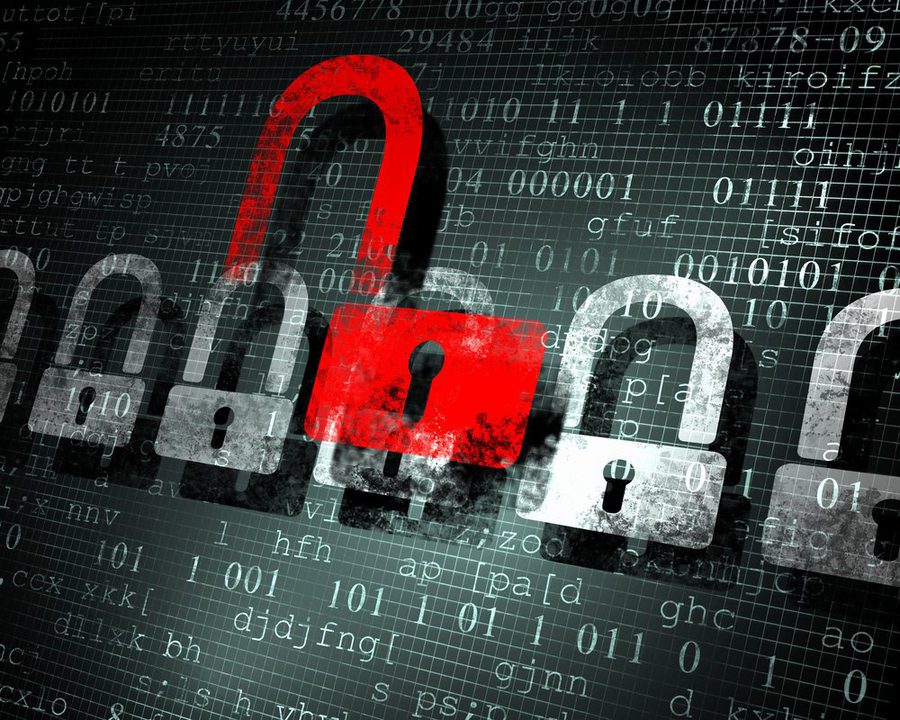 Security concept Lock on digital screen illustration