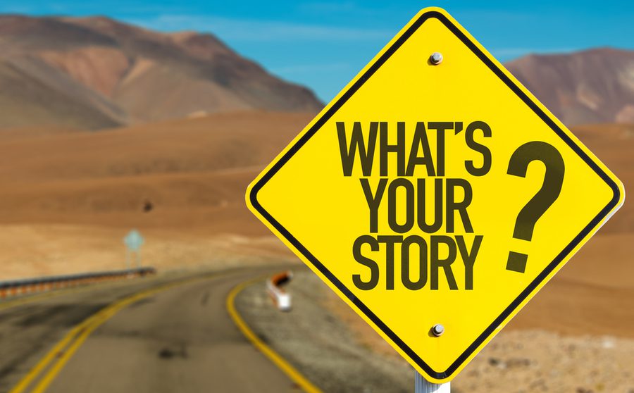 Whats Your Story3 F sign on desert road